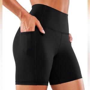 CRZ YOGA Women's Naked Feeling Biker Shorts with Pockets 6'' - High Waisted